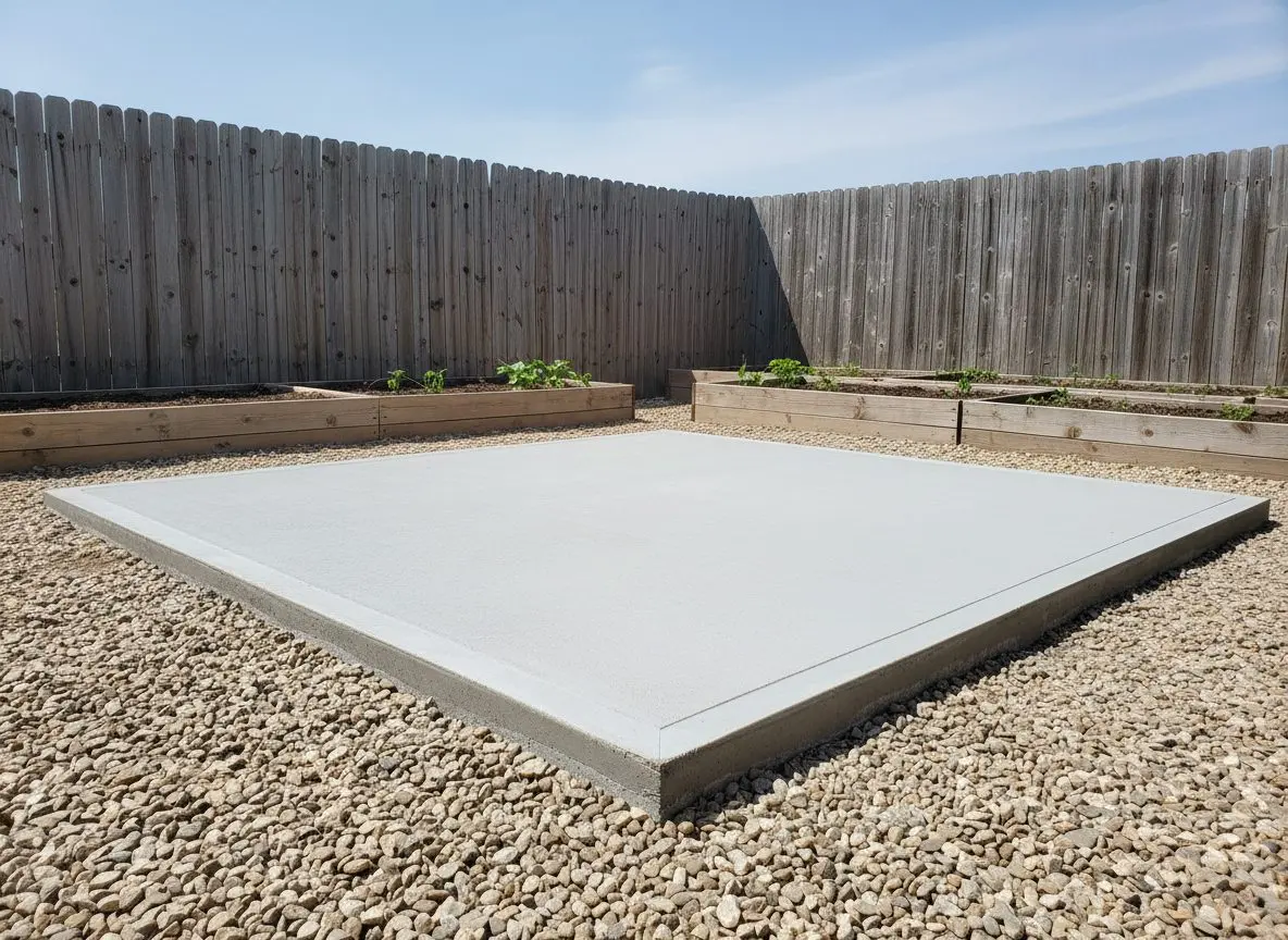 Detached garden shed slab in Hudson